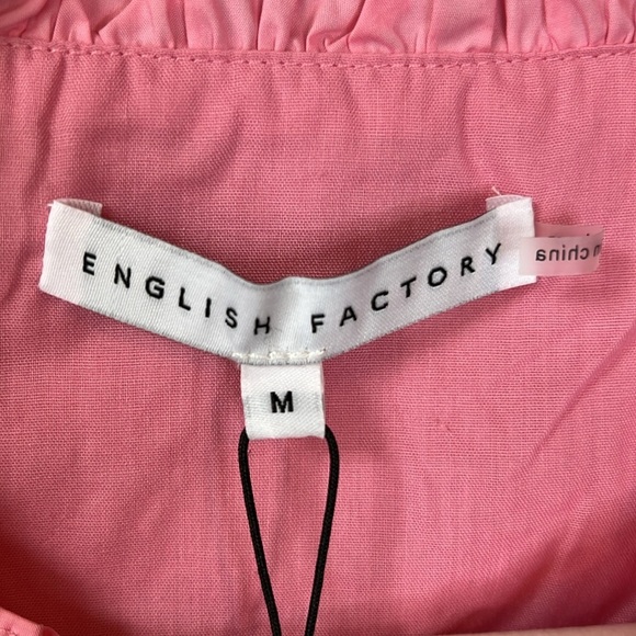 English Factory Front Zip 3/4 Sleeve Mini Dress Size M In Bubble Gum Pink - Picture 9 of 12